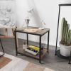 Antique color double-layer shelf with pulleys(Black+Rustic Brown)