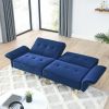 78" Italian Velvet Futon Sofa Bed, Convertible Sleeper Loveseat Couch with Folded Armrests and Storage Bags for Living Room and Small Space, Navy 280g