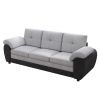 81.9‚Ä≥ Large size Three Seat Sofa,Modern Upholstered,Black leather paired with light gray velvet