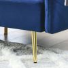 78" Italian Velvet Futon Sofa Bed, Convertible Sleeper Loveseat Couch with Folded Armrests and Storage Bags for Living Room and Small Space, Navy 280g