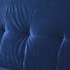 78" Italian Velvet Futon Sofa Bed, Convertible Sleeper Loveseat Couch with Folded Armrests and Storage Bags for Living Room and Small Space, Navy 280g