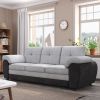 81.9‚Ä≥ Large size Three Seat Sofa,Modern Upholstered,Black leather paired with light gray velvet
