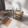 Antique color double-layer shelf with pulleys(Black+Rustic Brown)