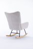 Rocking Chair, Soft Teddy Velvet Fabric Rocking Chair for Nursery, Comfy Wingback Glider Rocker with Safe Solid Wood Base for Living Room Bedroom Balc